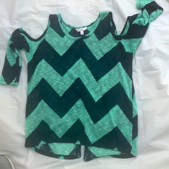 Cold Shoulder Striped Top L - Picture 1 of 6